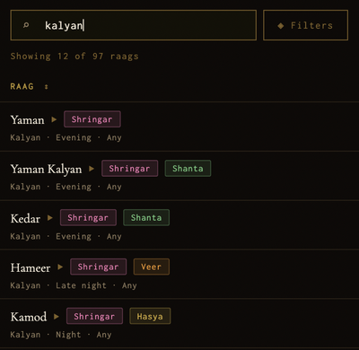 Raags & Ras app screenshot